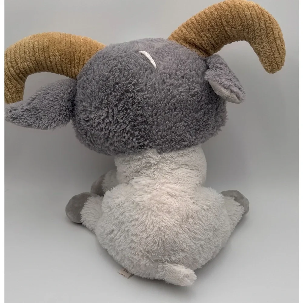Fiesta Grey White Goat Plush Stuffed Animal 16 Inch Corduroy Horns‎ 17105